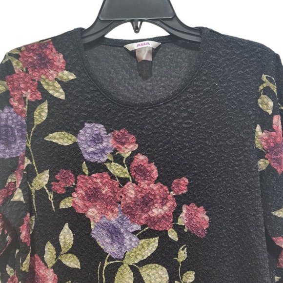 Alia Blouse Women's Size M Multicolor Floral Print 3/4 Sleeve Top Round Neck - Picture 5 of 11